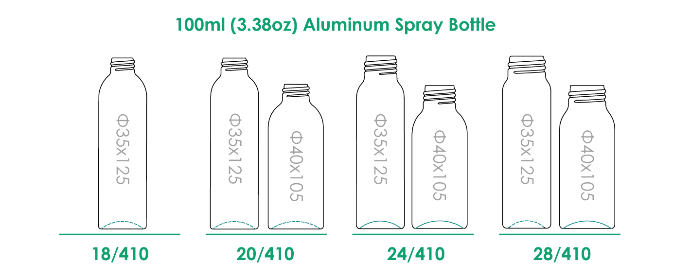 CUELLOS DE BOTELLA CON AEROSOL DE ALUMINIO DE 100 ML