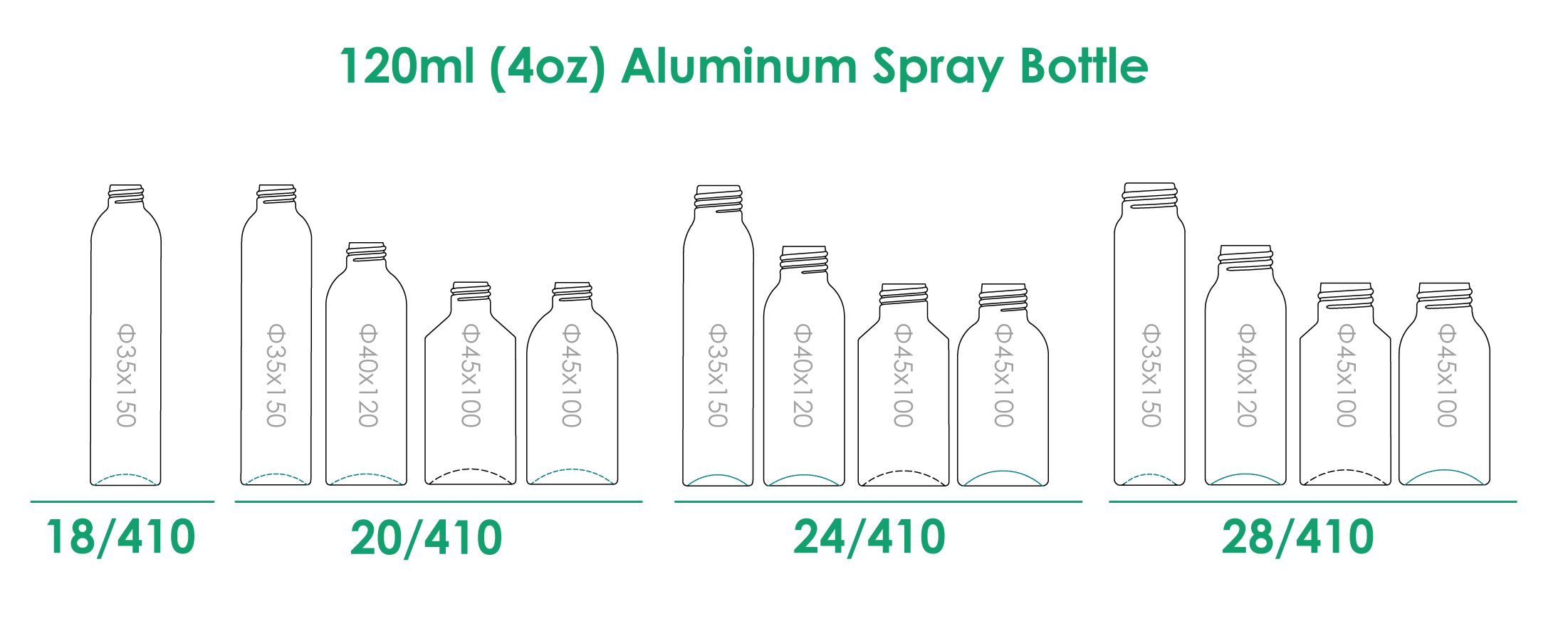 CUELLOS DE BOTELLA CON ASPIRADOR DE ALUMINIO DE 120 ML