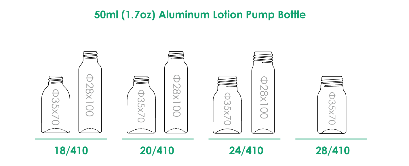 Flacons à pompe en aluminium de 50 ml avec col