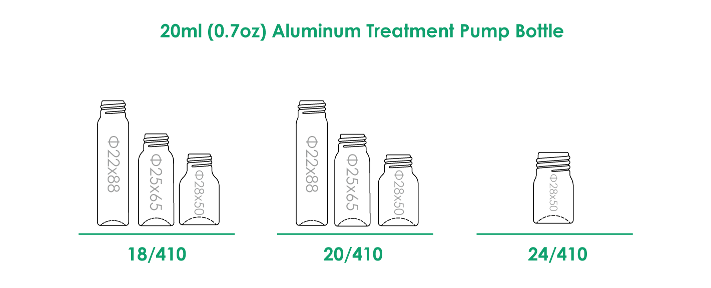 Pompe de traitement en aluminium de 20 ml pour finition du col de la bouteille