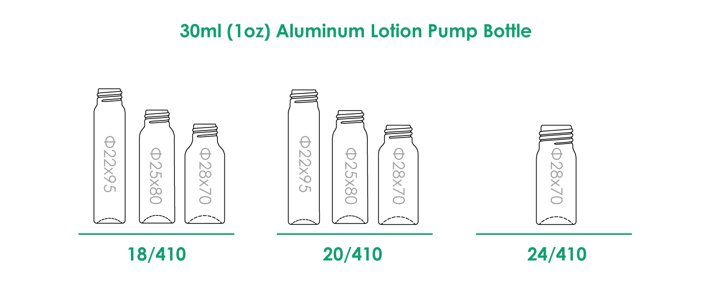 Flacon pompe à lotion en aluminium de 30 ml avec finition du col