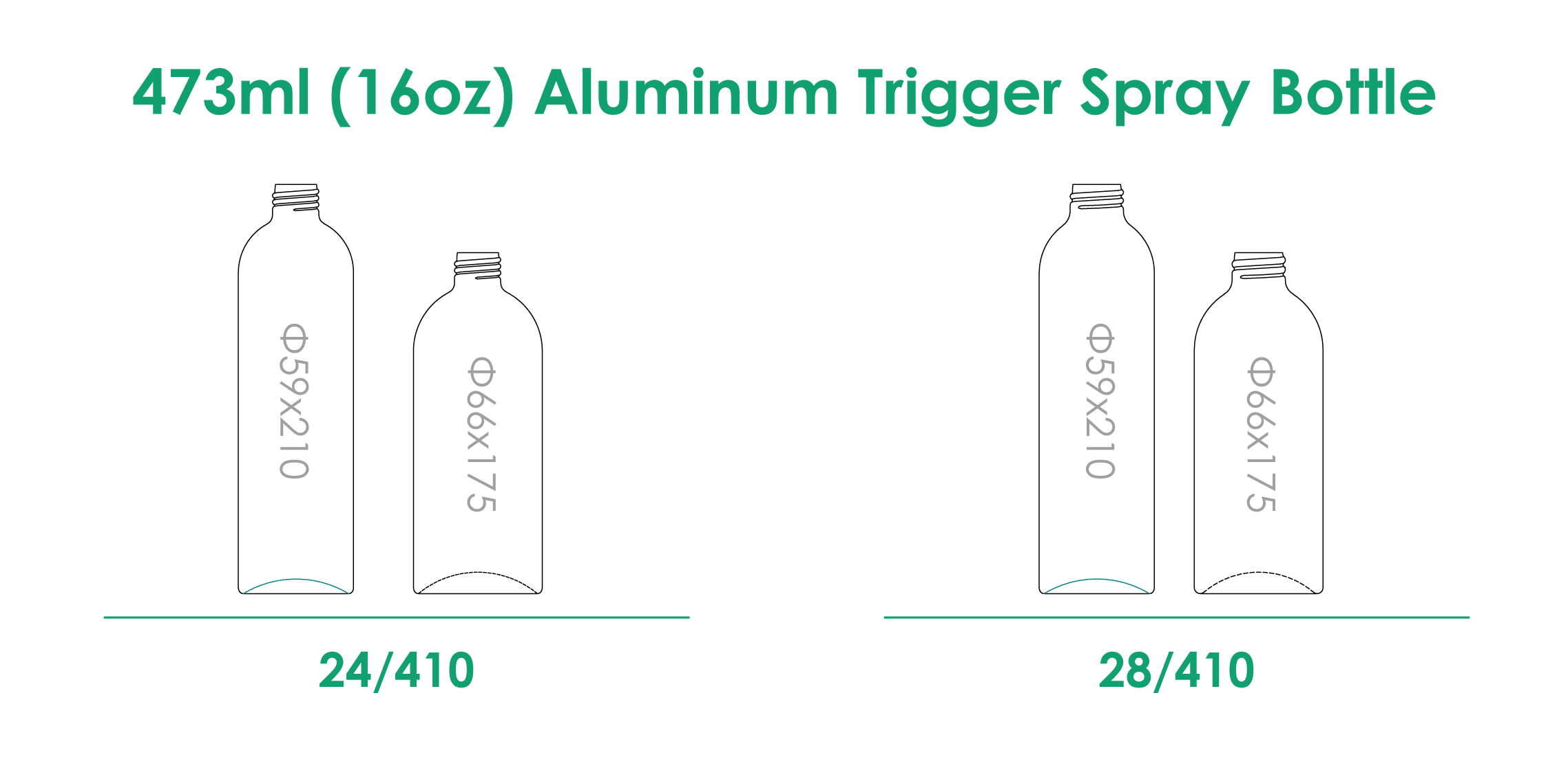 Bouteille de pulvérisation à gâchette en aluminium de 473 ml avec finition du col